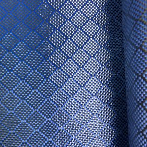 Blue Carbon Fiber Fabric Jacquard Weave Pattern Little Square Design Waterproof Black Carbon Fiber Fabrics