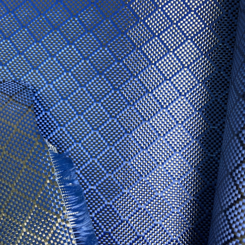 Blue Carbon Fiber Fabric Jacquard Weave Pattern Little Square Design Waterproof Black Carbon Fiber Fabrics Blue Carbon Fiber Fabric Jacquard Weave Pattern Little Square Design Waterproof Black Carbon Fiber Fabrics - Image 3