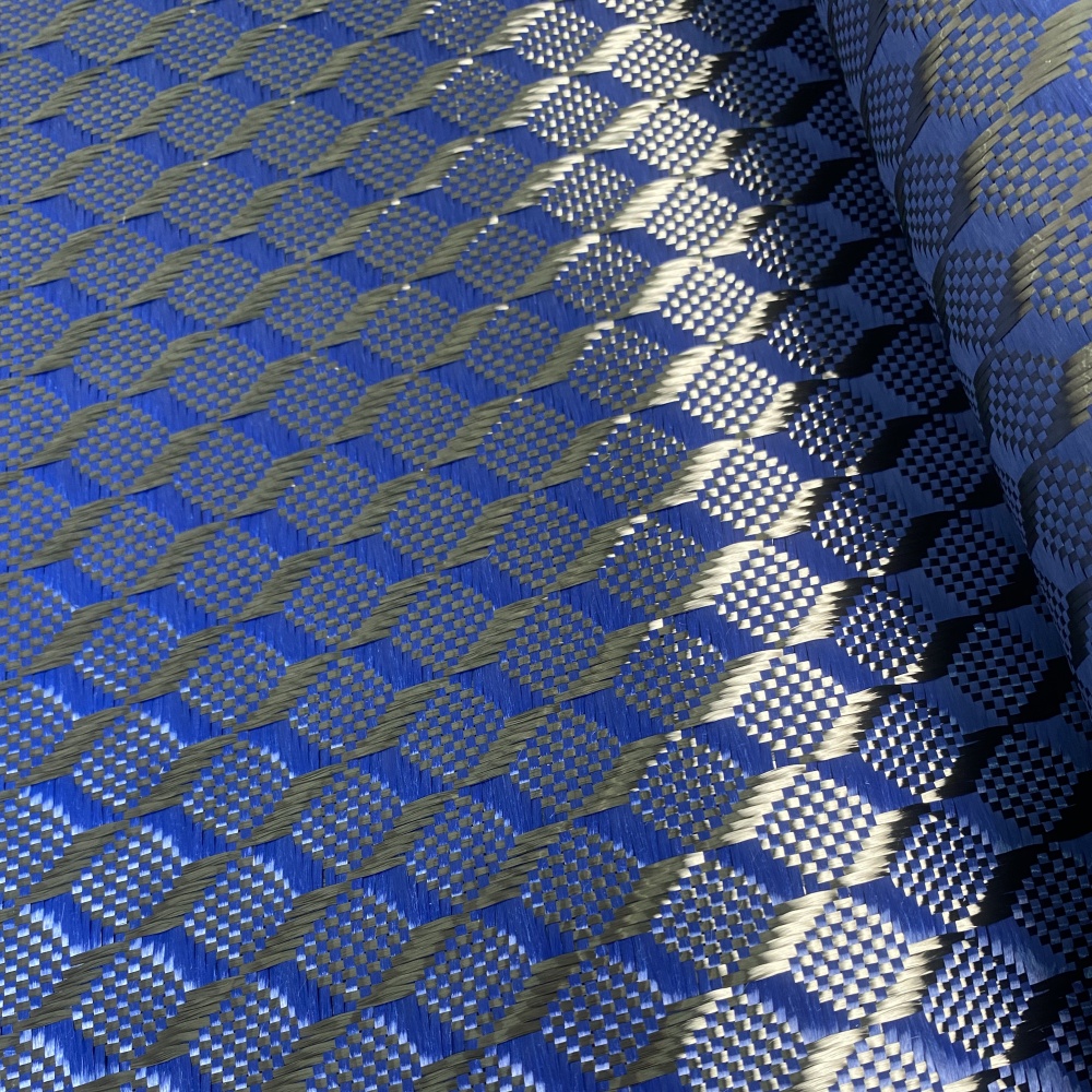 Cheap Factory 3K 240gsm Blue Mix Stereoscopic Aramid Carbon Hybrid Jacquard Fiber Fabric Solid Cheap Factory 3K 240gsm Blue Mix Stereoscopic Aramid Carbon Hybrid Jacquard Fiber Fabric Solid - Image 5