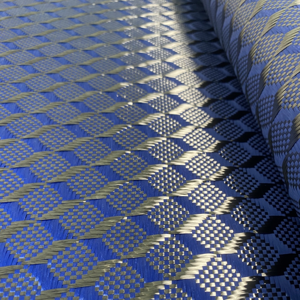 Cheap Factory 3K 240gsm Blue Mix Stereoscopic Aramid Carbon Hybrid Jacquard Fiber Fabric Solid Cheap Factory 3K 240gsm Blue Mix Stereoscopic Aramid Carbon Hybrid Jacquard Fiber Fabric Solid - Image 6