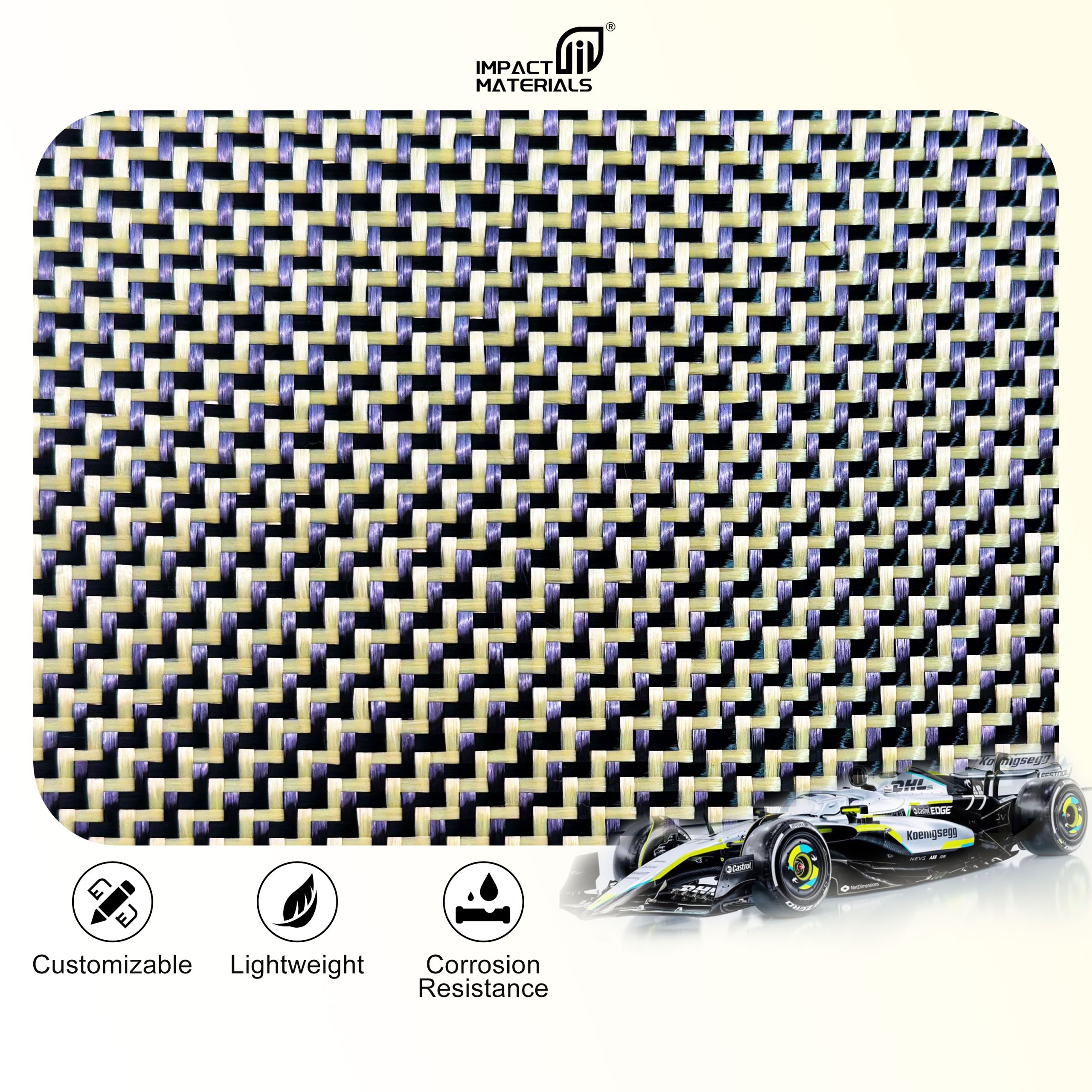Brand New Twill and Plain I W Shape Kevlar 0.2mm Thickness Aramid&Carbon Hybrid Fiber for Car Accessories Composites Cloth Roll Brand New Twill and Plain I W Shape Kevlar 0.2mm Thickness Aramid&Carbon Hybrid Fiber for Car Accessories Composites Cloth Roll - Image 2