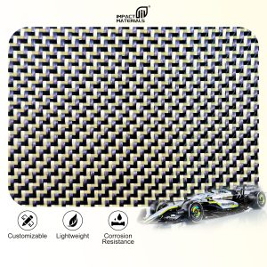 W Shape Yellow-black Weaved Cut Resistant Aramid Carbon Fiber Mixed Fabrics  for Motorcycle Parts Car Decoration