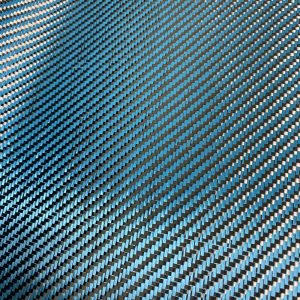 Lake Blue 1+1 Mixed for Kevlar + Carbon Fiber 3K Carbon Aramid Hybrid Fabric Waterproof Woven for Upholstery Car