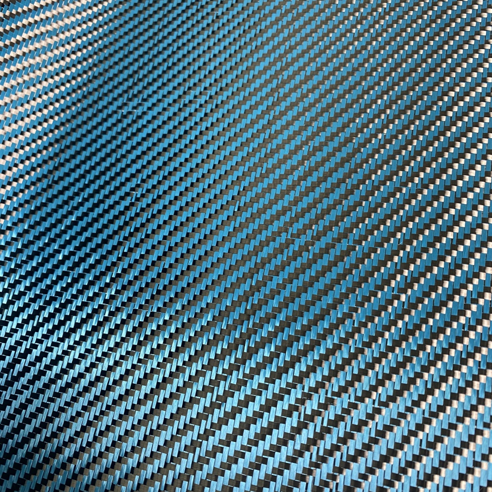 Lake Blue 1+1 Mixed for Kevlar + Carbon Fiber 3K Carbon Aramid Hybrid Fabric Waterproof Woven for Upholstery Car Lake Blue 1+1 Mixed for Kevlar + Carbon Fiber 3K Carbon Aramid Hybrid Fabric Waterproof Woven for Upholstery Car