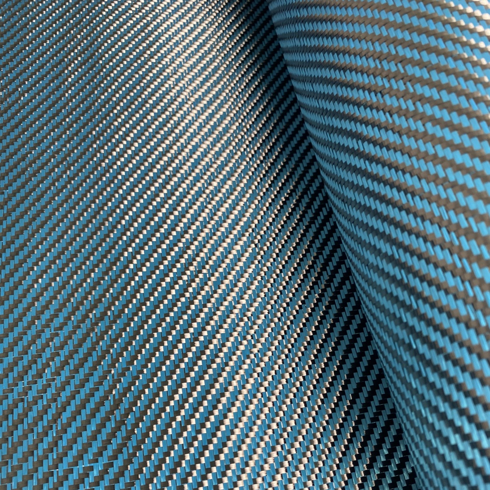 Lake Blue 1+1 Mixed for Kevlar + Carbon Fiber 3K Carbon Aramid Hybrid Fabric Waterproof Woven for Upholstery Car Lake Blue 1+1 Mixed for Kevlar + Carbon Fiber 3K Carbon Aramid Hybrid Fabric Waterproof Woven for Upholstery Car - Image 3