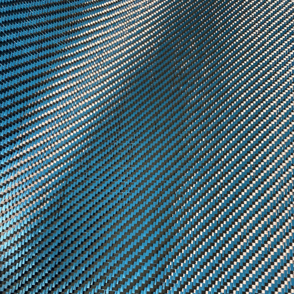 Lake Blue 1+1 Mixed for Kevlar + Carbon Fiber 3K Carbon Aramid Hybrid Fabric Waterproof Woven for Upholstery Car Lake Blue 1+1 Mixed for Kevlar + Carbon Fiber 3K Carbon Aramid Hybrid Fabric Waterproof Woven for Upholstery Car - Image 4