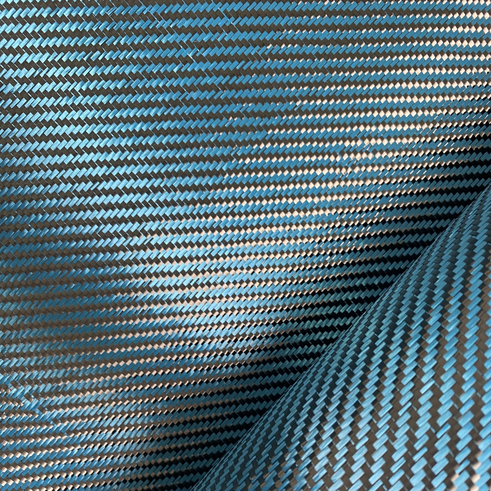 Lake Blue 1+1 Mixed for Kevlar + Carbon Fiber 3K Carbon Aramid Hybrid Fabric Waterproof Woven for Upholstery Car Lake Blue 1+1 Mixed for Kevlar + Carbon Fiber 3K Carbon Aramid Hybrid Fabric Waterproof Woven for Upholstery Car - Image 5