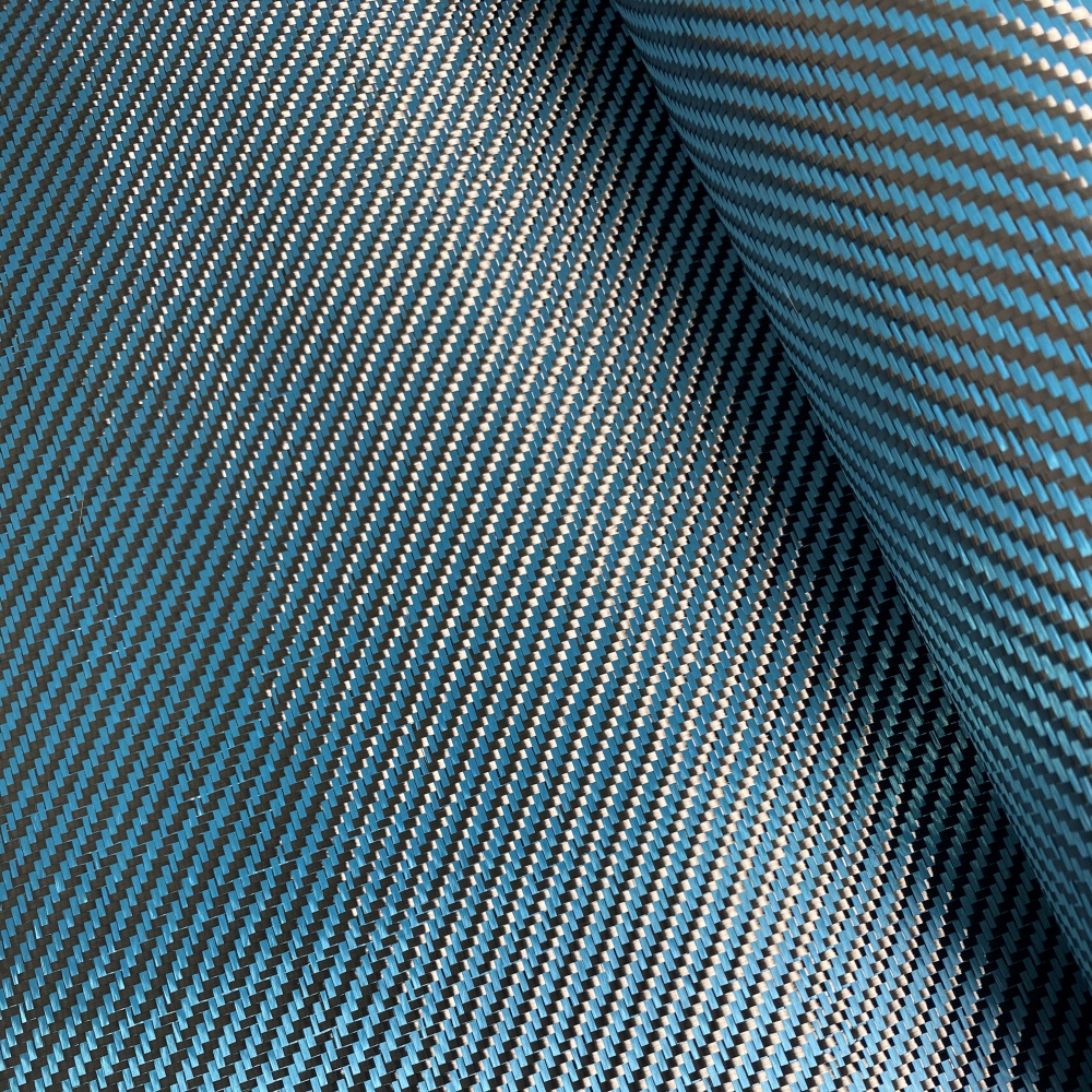 Lake Blue 1+1 Mixed for Kevlar + Carbon Fiber 3K Carbon Aramid Hybrid Fabric Waterproof Woven for Upholstery Car Lake Blue 1+1 Mixed for Kevlar + Carbon Fiber 3K Carbon Aramid Hybrid Fabric Waterproof Woven for Upholstery Car - Image 6