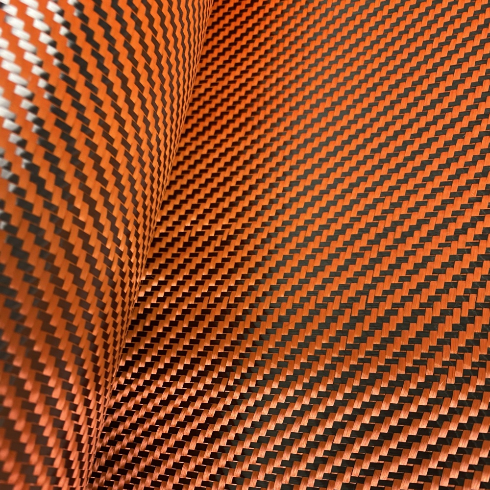 Orange Carbon Fiber Fabric Hybrid Aramid Fiber Woven Waterproof Accessory Twill Aromatic Carbon Mix Orange Carbon Fiber Fabric Hybrid Aramid Fiber Woven Waterproof Accessory Twill Aromatic Carbon Mix