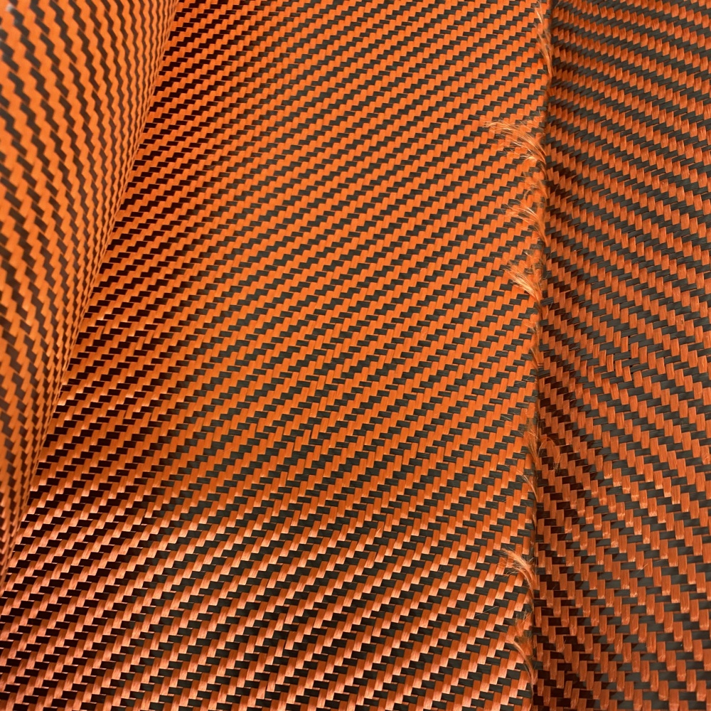 Orange Carbon Fiber Fabric Hybrid Aramid Fiber Woven Waterproof Accessory Twill Aromatic Carbon Mix Orange Carbon Fiber Fabric Hybrid Aramid Fiber Woven Waterproof Accessory Twill Aromatic Carbon Mix - Image 2