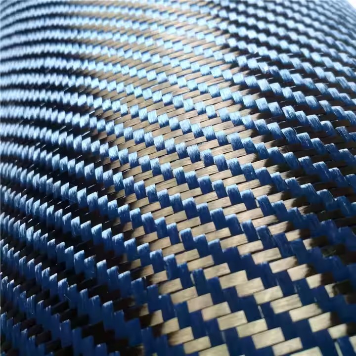 Carbon Blue Kevlar Aramid Hybrid Fabric  Cloth-IM-AR-1