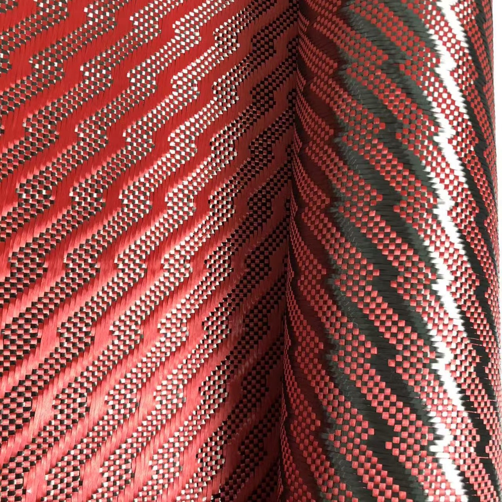 High Strength 3K 240g Composite Material Lightening Pattern Texture Red Carbon Fiber Fabric High Strength 3K 240g Composite Material Lightening Pattern Texture Red Carbon Fiber Fabric - Image 4